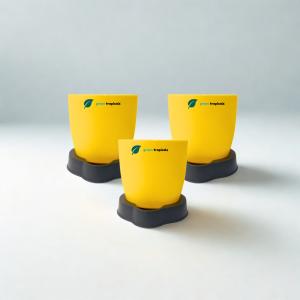 Self Watering Planter, 4.5 Inch, Indoor Plant Pot with Water Saver Base, Set of 3 (Yellow)