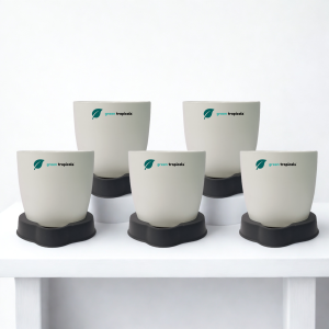Self Watering Planter, 4.5 Inch, Indoor Plant Pot with Water Saver Base, Set of 5 (White)