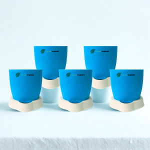 Self Watering Planter, 4.5 Inch, Indoor Plant Pot with Water Saver Base, Set of 5 (Turquoise)