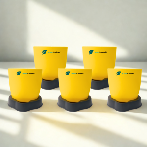 Self Watering Planter, 4.5 Inch, Indoor Plant Pot with Water Saver Base, Set of 5 (Yellow)